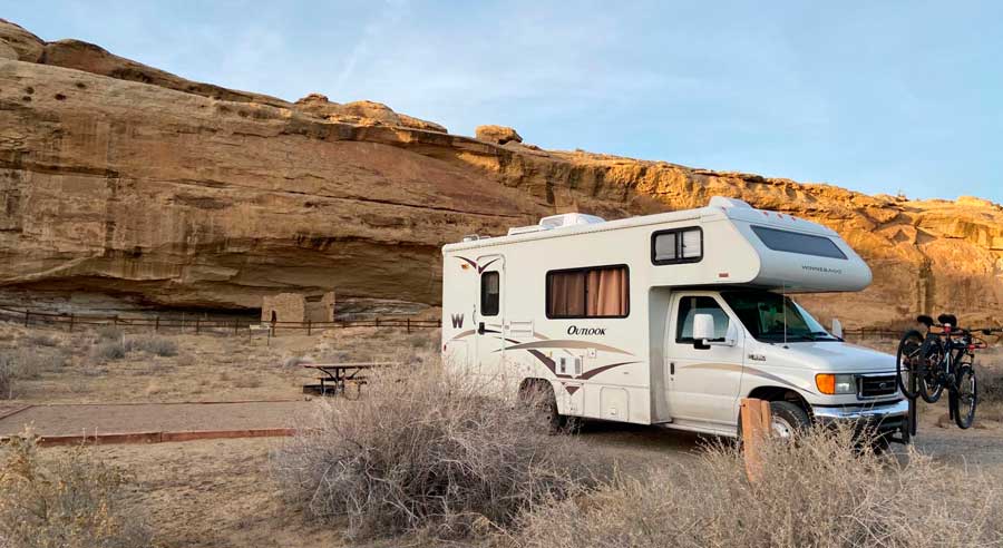 View of an RV parked in Gallo Campground
