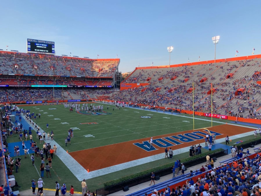 View of the stadium of the University of Florida football team