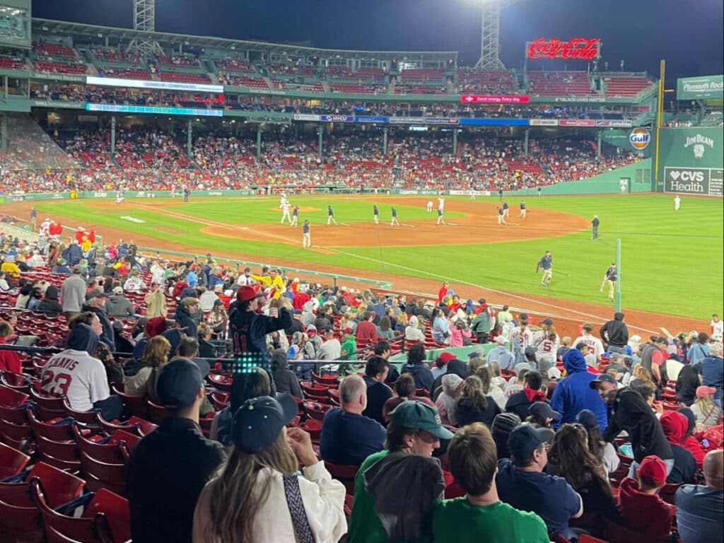 People watching a game of the Boston Red Sox at Fenway Park