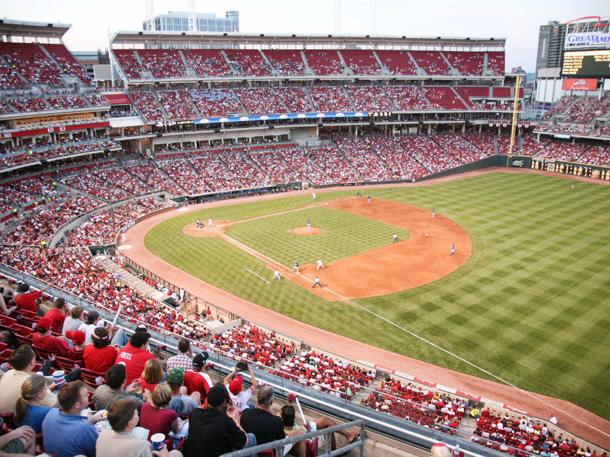View of people at the Great American Ballpark during the Cincinnati Reds game