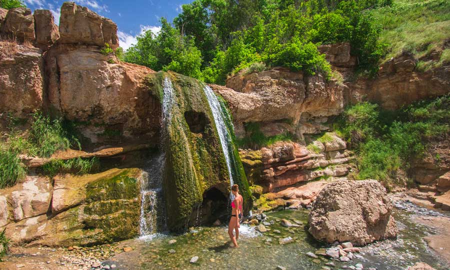 View of a woman at the Gandy Warm Springs
