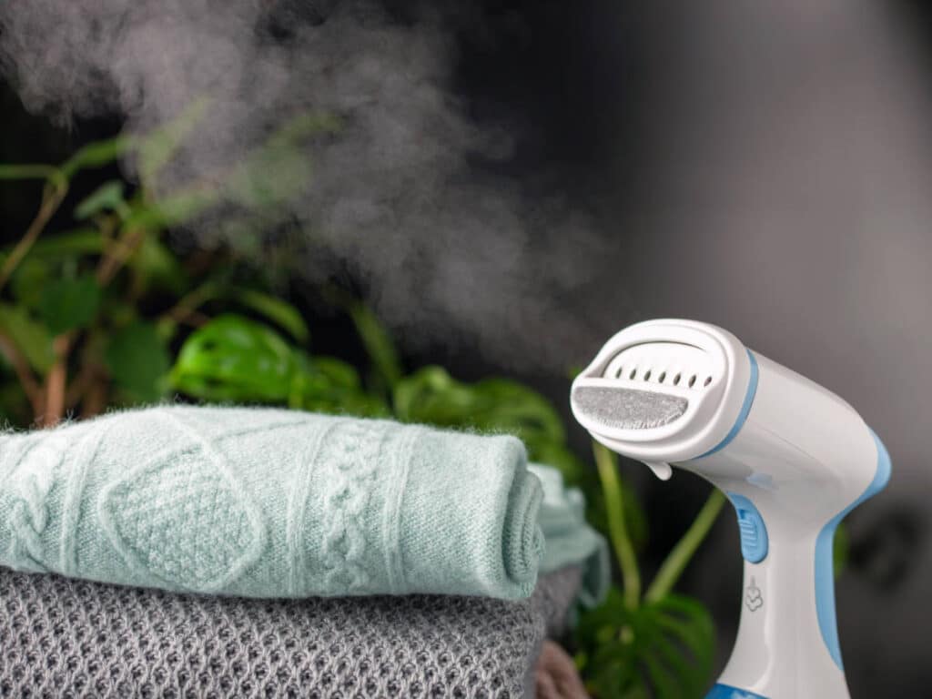 View of a portable garment steamer