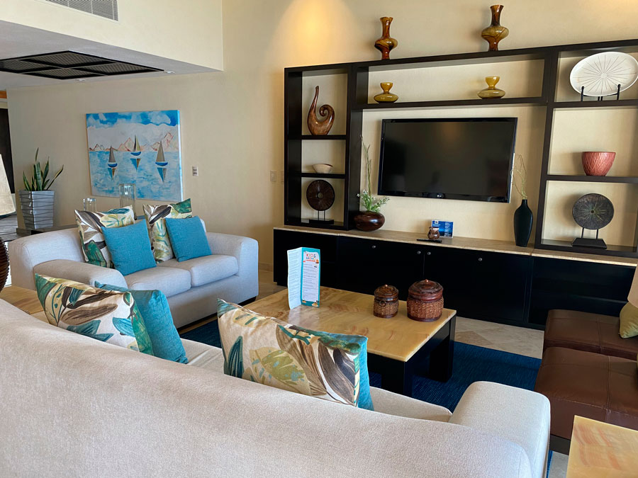 View from the inside of the living room in Garza Blanca