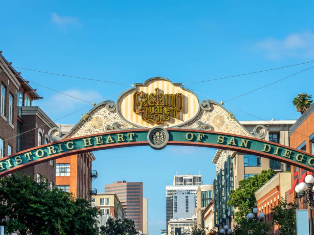 The Gaslamp Quarter sign at the entrance