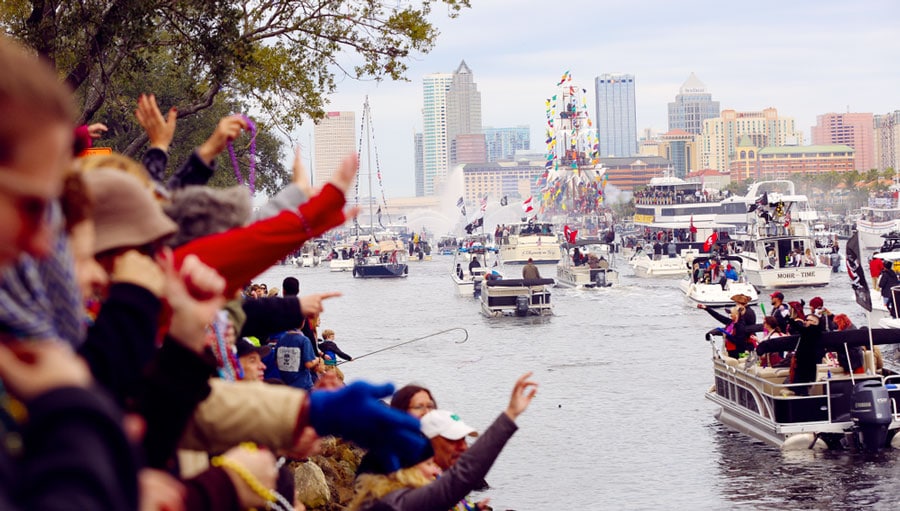 View of people watching the Pirate Festival