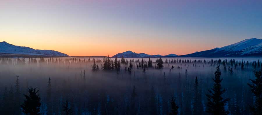 View of ice fog at the Gates of the Arctic National Park