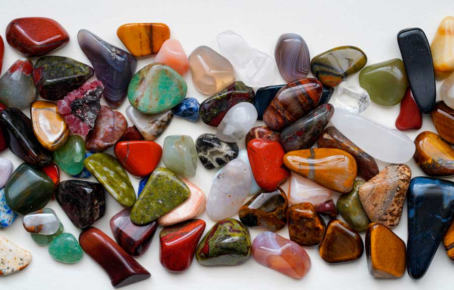 View of polished gemstones
