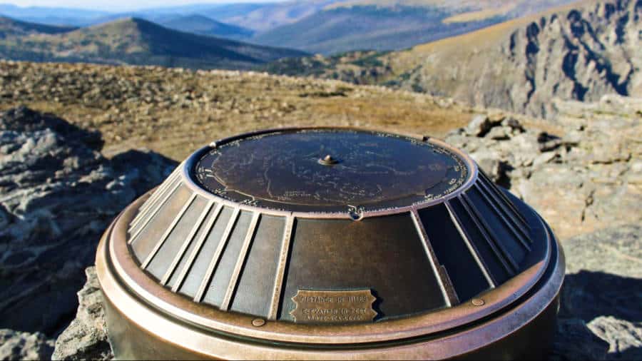 Closeup view of the geological marker
