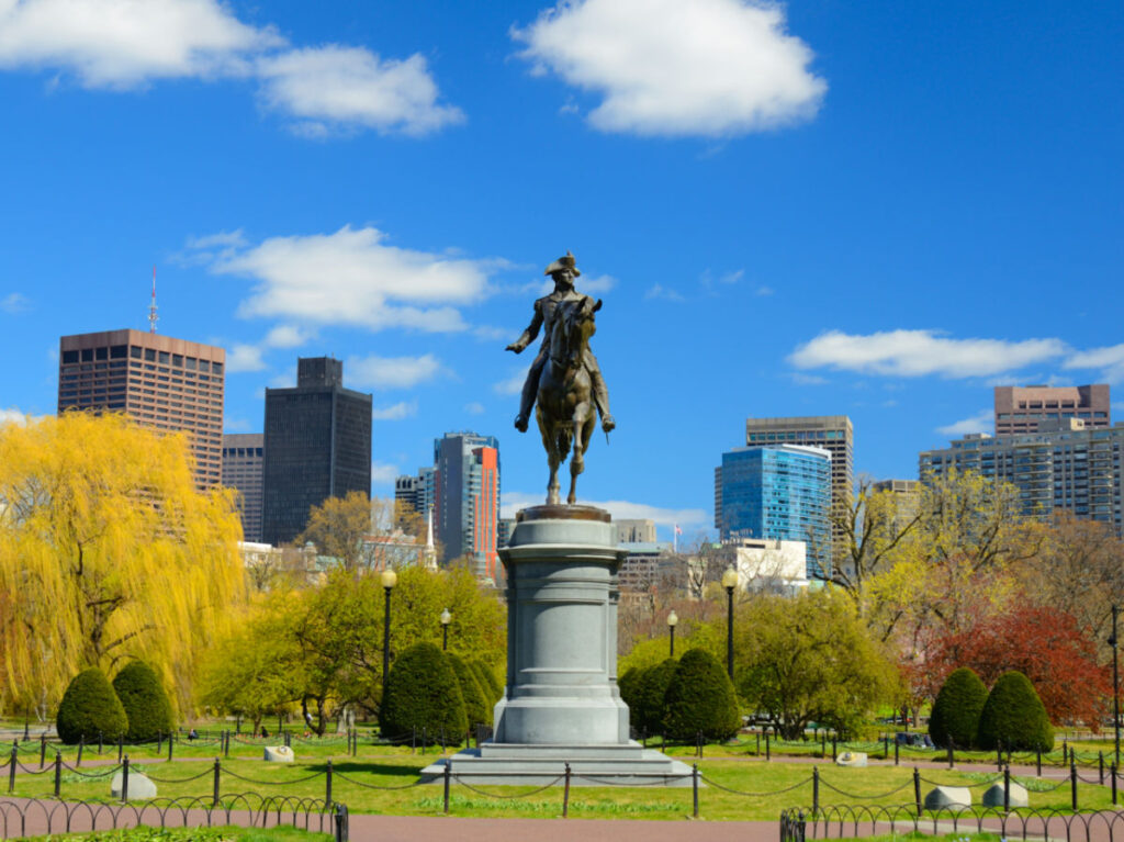 Equestrian George Washington Monument at Public Garden in Boston