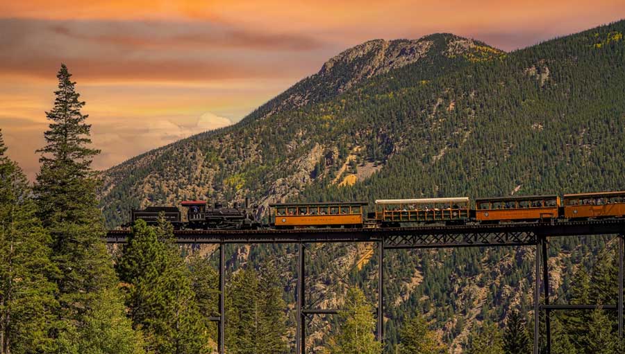 The colorful sky over the Georgetown Loop Railroad