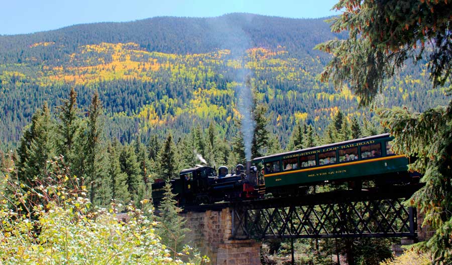 View of a train in Georgetown Loop Railroad