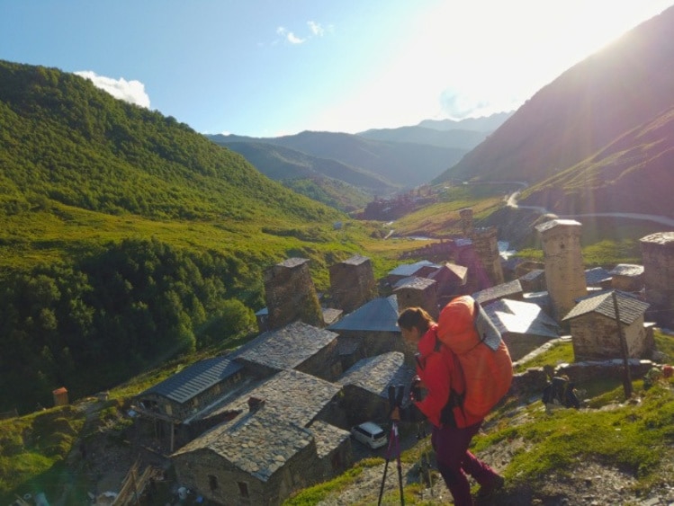 Hikers in Ushguli