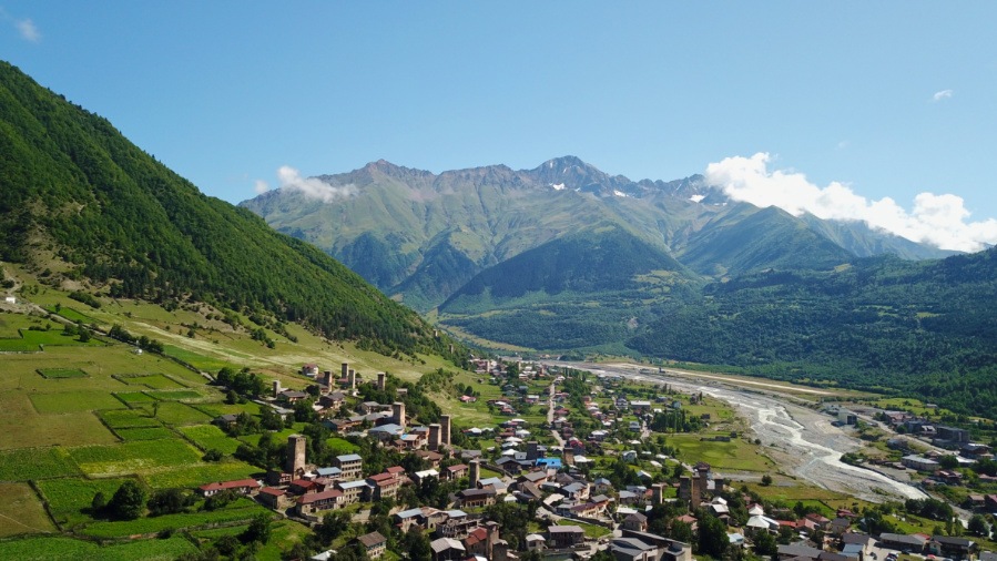Panoramic view of Mestia town