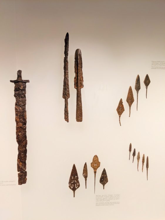 A display of ancient weapons at the Svaneti Museum