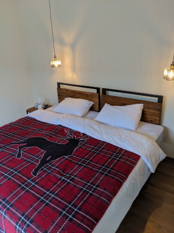 The bed at Chalet Mestia Svaneti