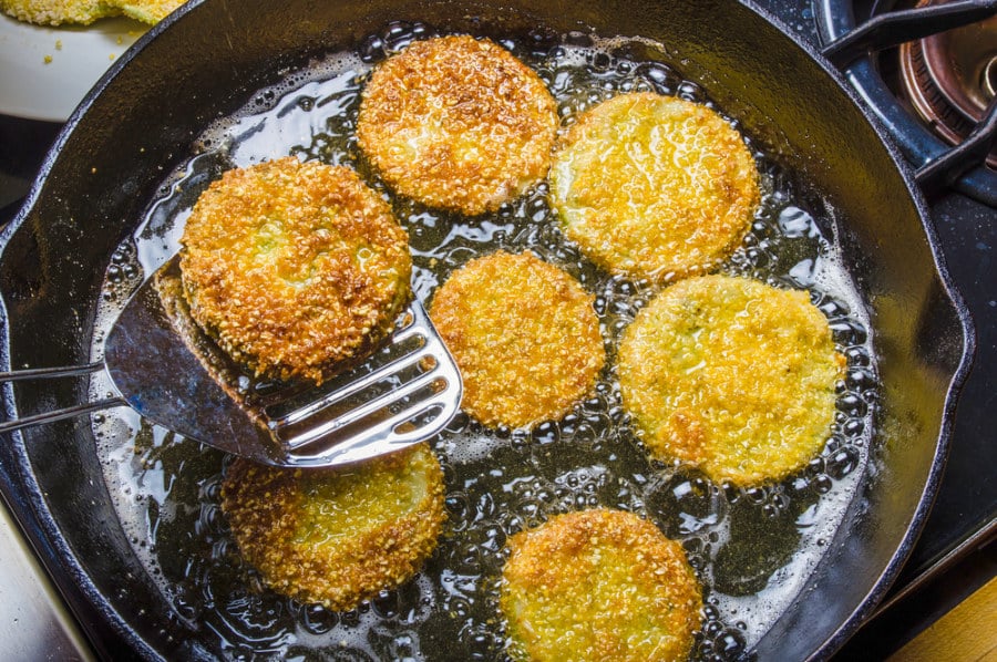 View of a Southern cuisine of fried green tomatoes