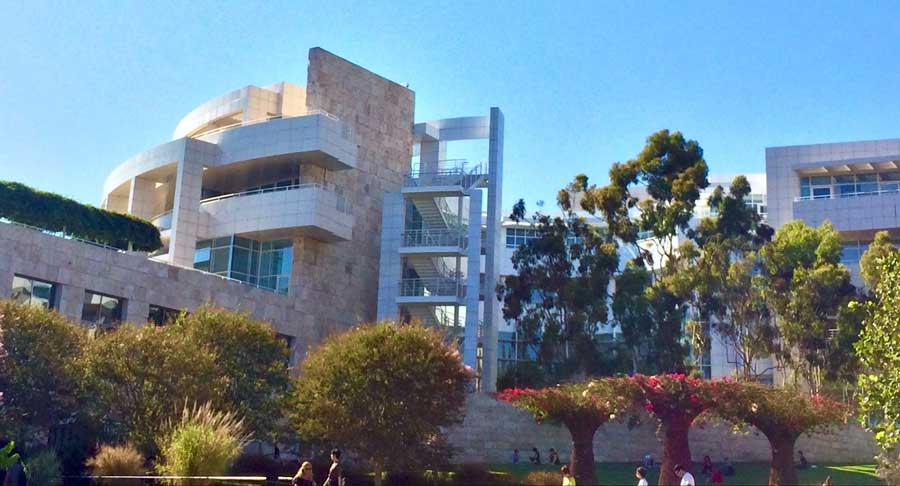 The Getty Center building seen from the garden