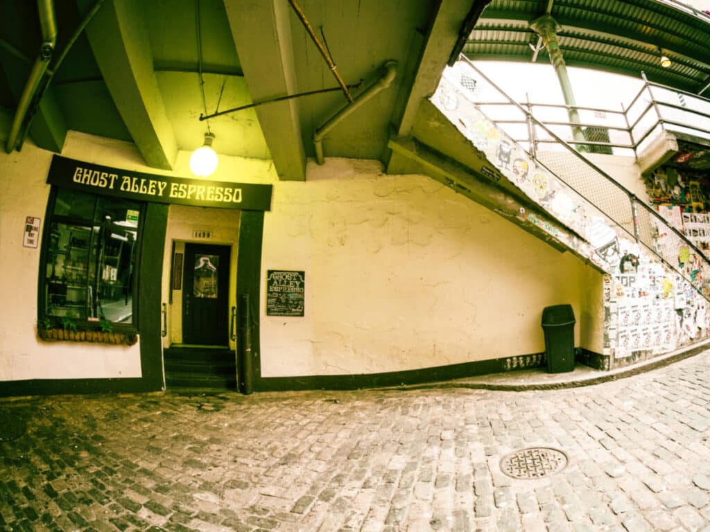 Exterior view of the Ghost Alley Espresso