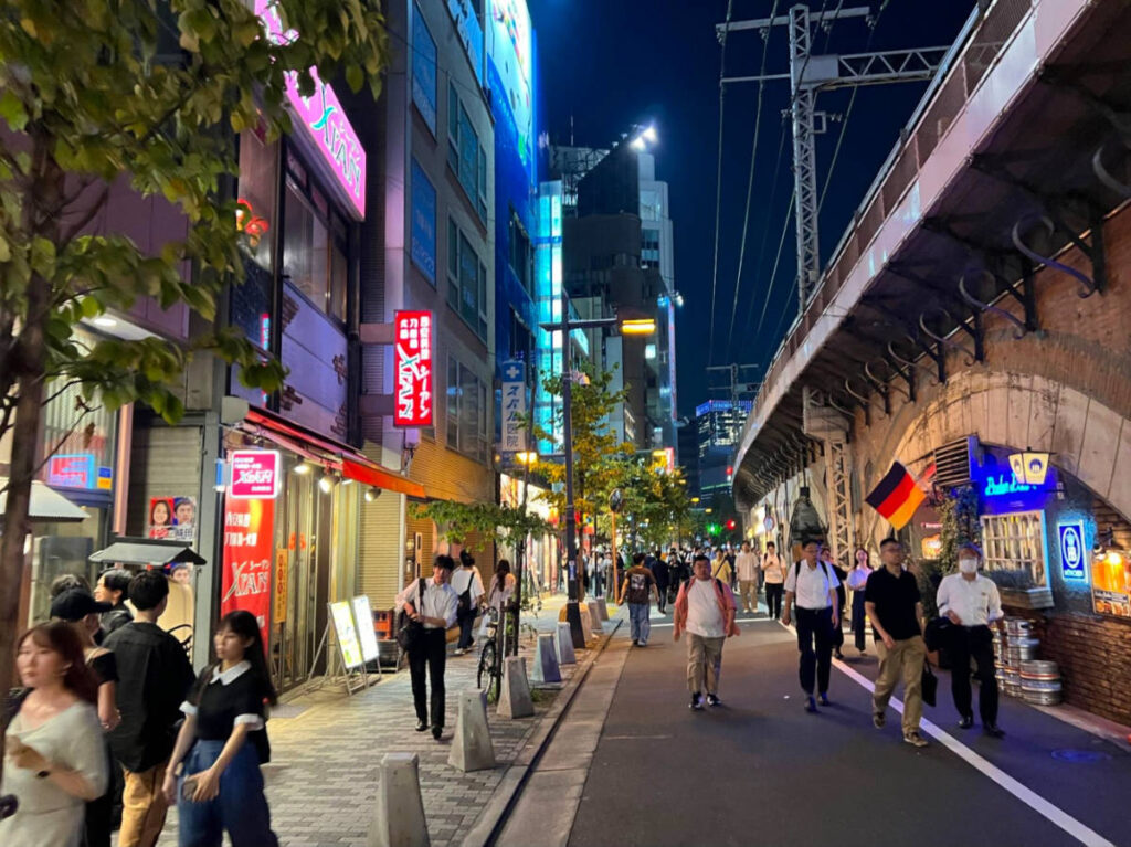 People strolling at the Ginza Corridor Street at night