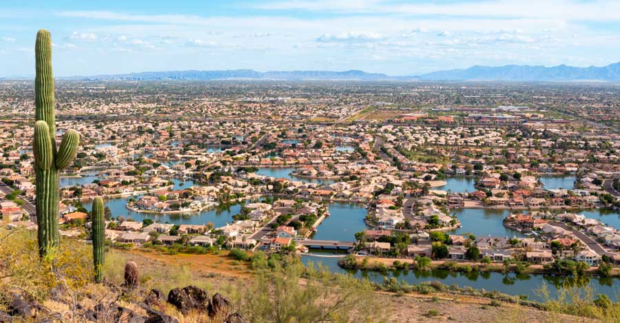 Overlooking view of Glendale during summer season