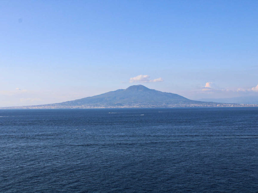 The glimpse of Mount Vesuvius from across the ocean