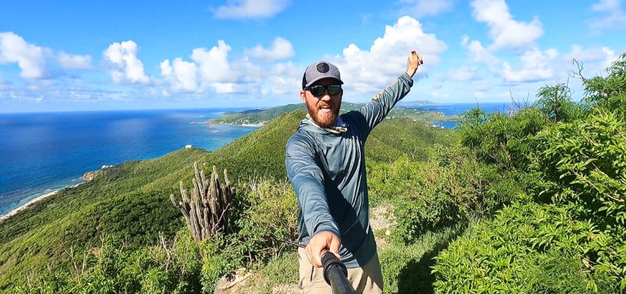 The author Andrew Bloem enjoying the view at the top of Goat Hill in St. Croix