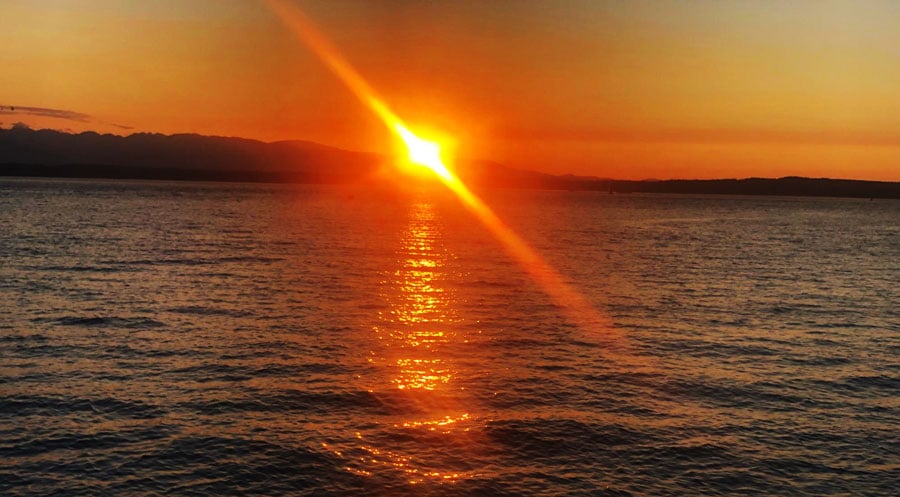 View of the sunset over the sea in Golden Gardens