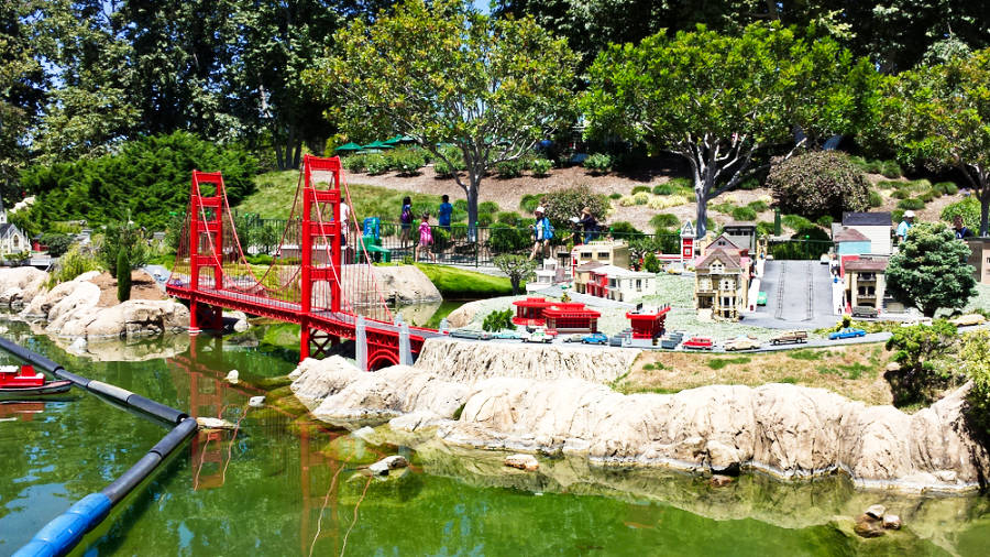 A miniature of The Golden Gate Bridge made with legos at Legoland