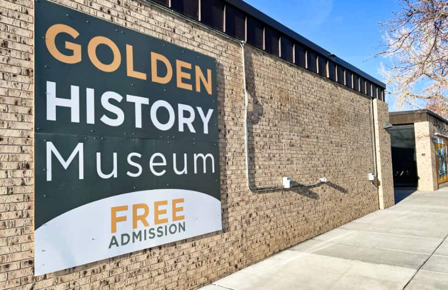 View of the exterior and signage of the Golden History Museum