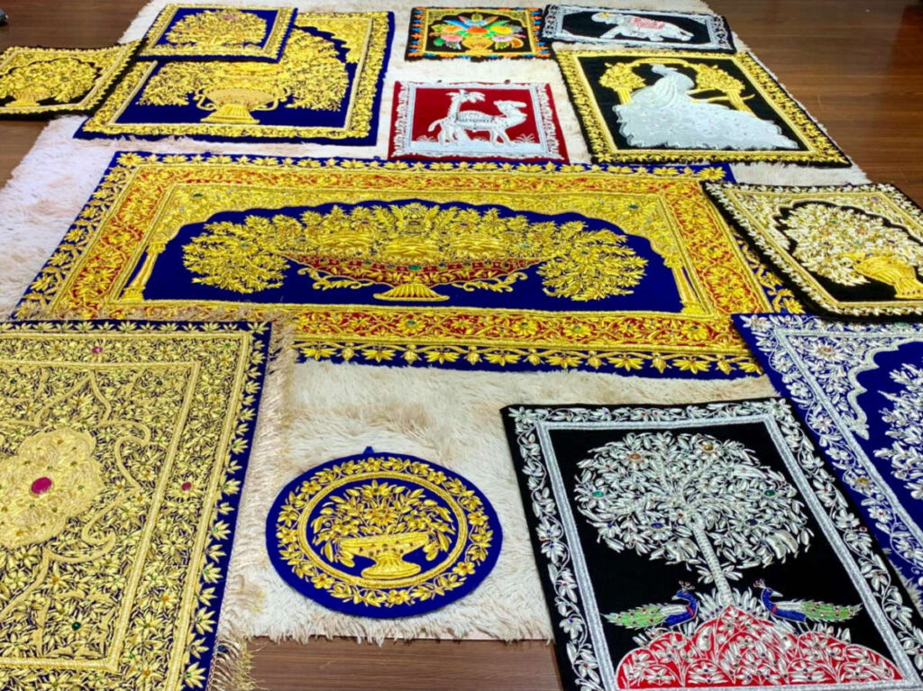 Different Golden Tapestries from an embroidery studio