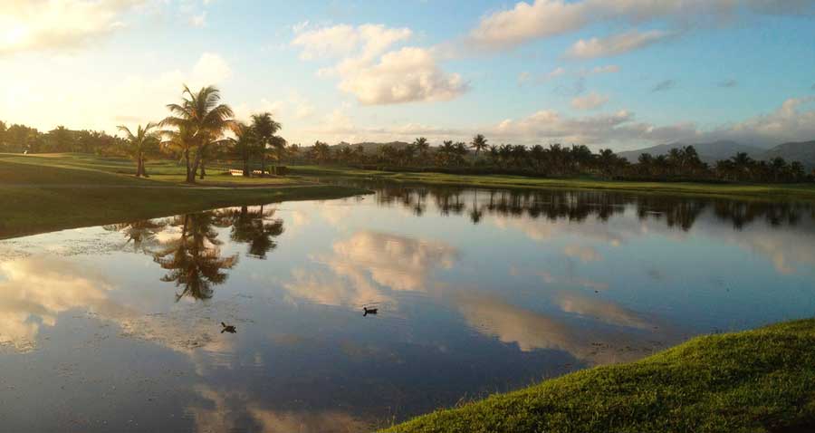 View of a lake on a golf course in Rio Grande