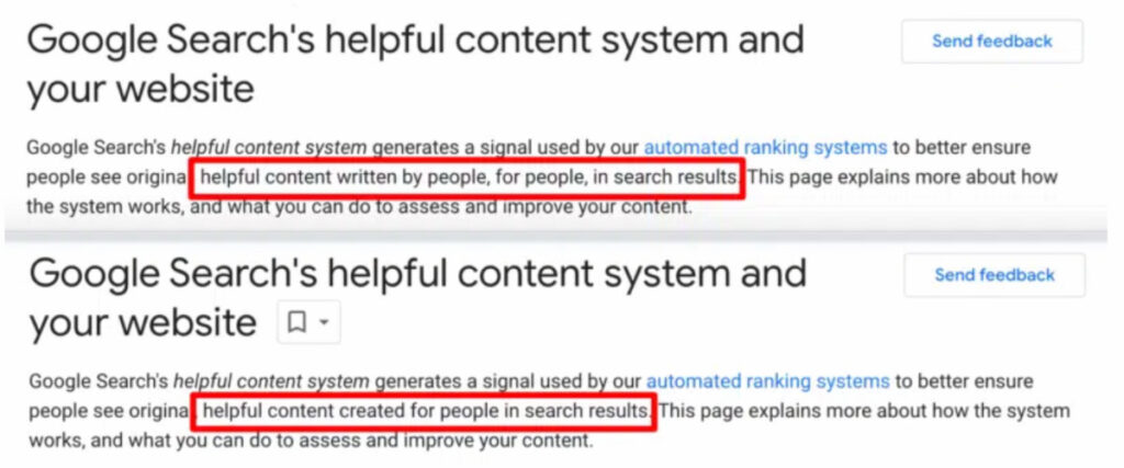 A graphic showing changes from Google