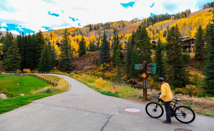 A biker in Gore Valley Bike Trail