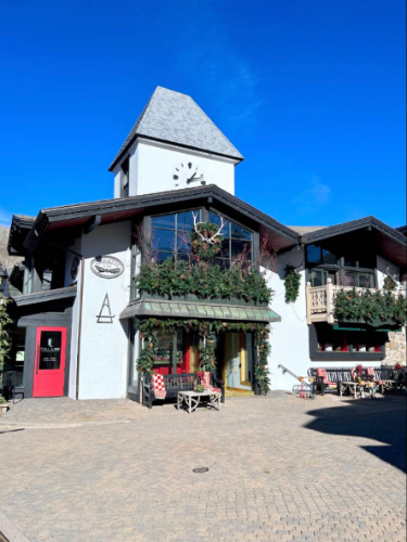 Clear blue sky over the Gorsuch Ski Café