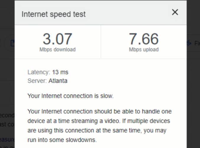 The internet speed test result on the free WIFI at the Graduate Nashville