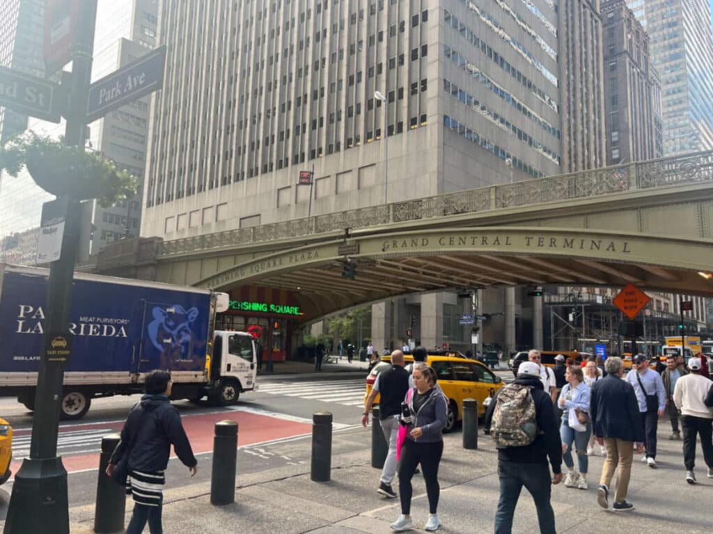 View of people passing by the Grand Central Station