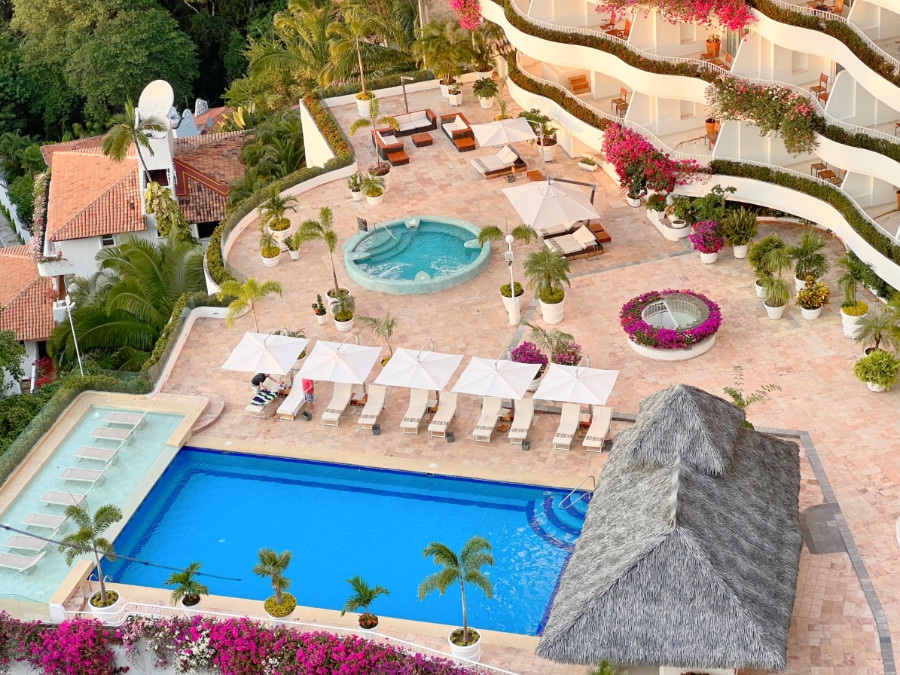 Overlooking view of the outdoor pool in Grand Miramar Puerto Vallarta
