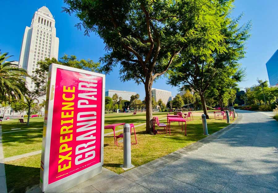 View from the Grand Park during a sunny morning in Los Angeles