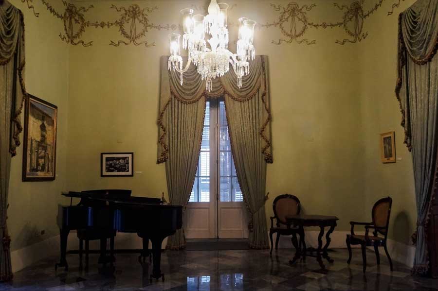 A grand piano inside La Fortaleza