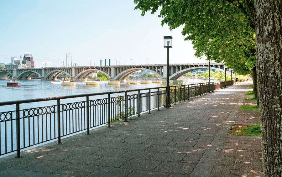 View of a pathway to St. Anthony Falls