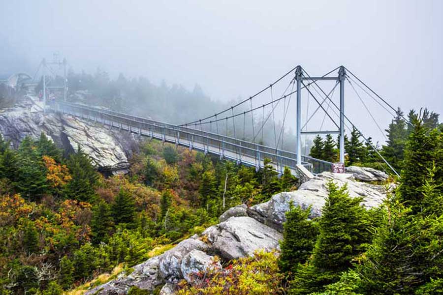 View of the suspension bridge at Grandfather Mountain