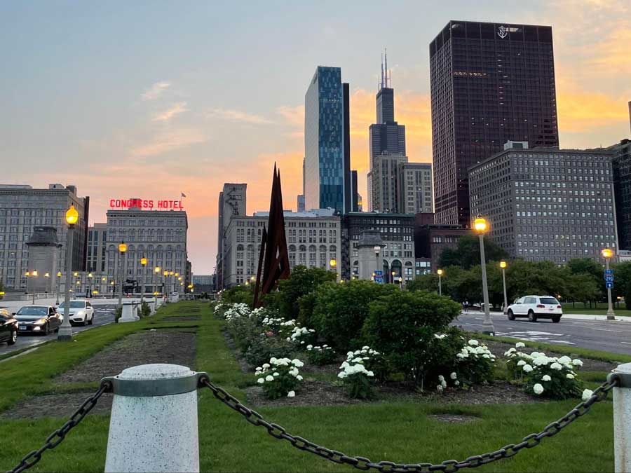 View of sunset from the Grant Park