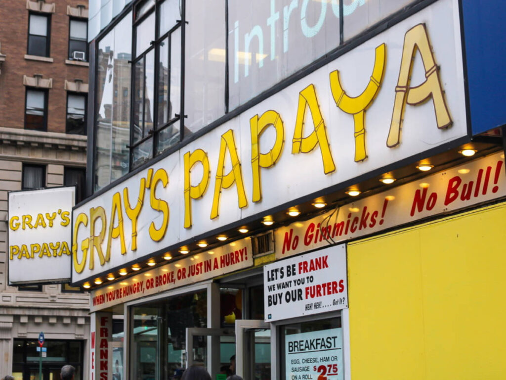 Gray’s Papaya building from the outside