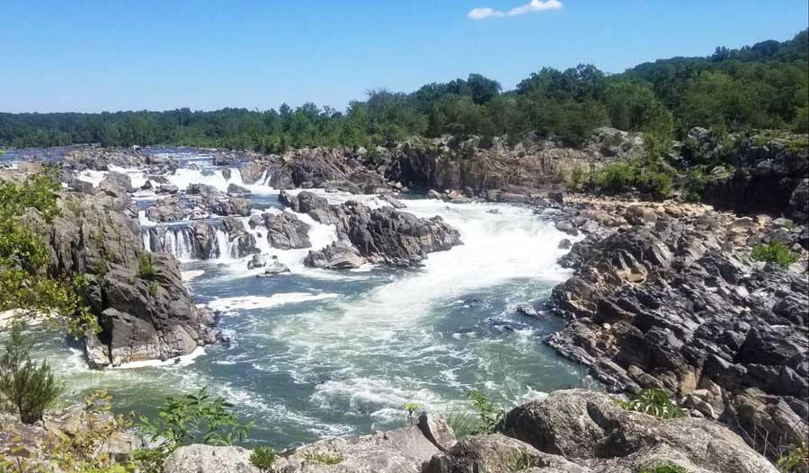 View of the water running in Great Falls National Park
