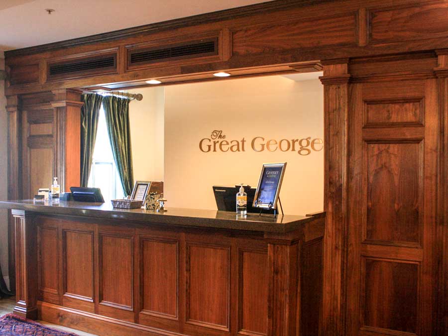 View of the reception area in Great George Hotel