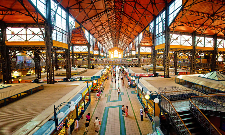 View of people in the Great Market Hall