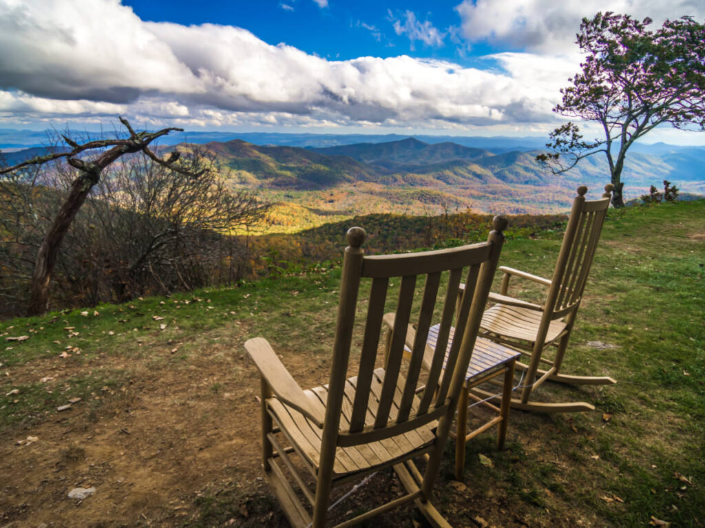 Lawn chairs and mountain views at Great Smoky Mountains National Park