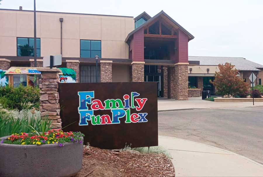 The Greeley Family FunPlex sign on the entrance