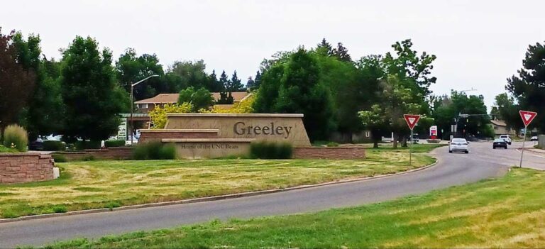 View of the signage of Greeley