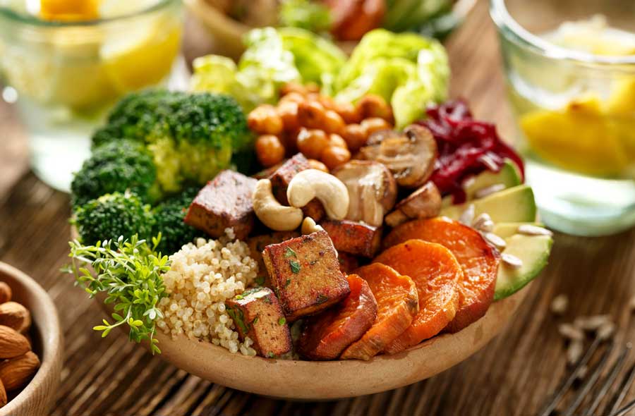 A mixed vegetables on a plate in Green Door Cafe